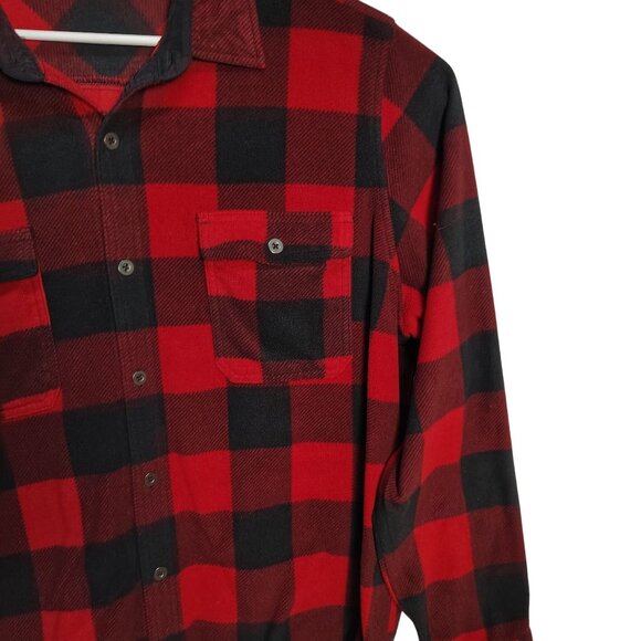 George Mens 3XL Red and Black Buffalo Plaid Long Sleeve Button-Up Shirt - Picture 3 of 11